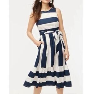 J. Crew Factory Striped Blue and White Midi Dress